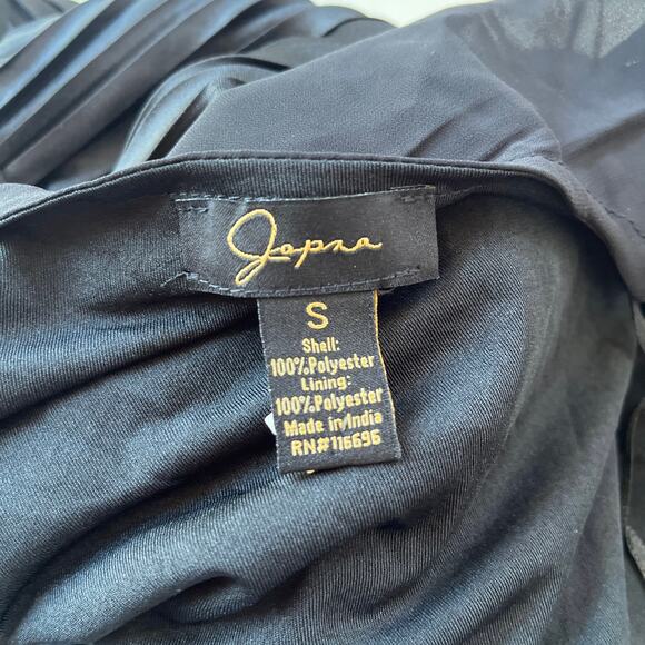 Japna Satin Pleated Wrap Womens Top Sz S Indie Holiday Glam Cocktail NYE Deep V - Picture 10 of 11